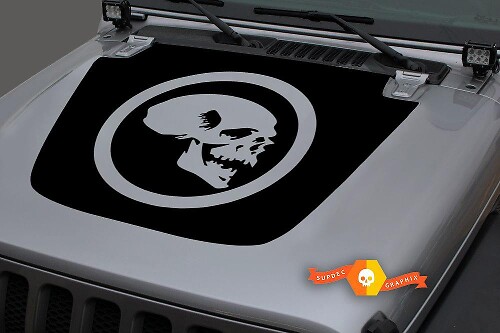 Skull Hood Vinyl Decal Sticker Graphic 2 for Jeep Gladiator Wrangler JL JLU JT