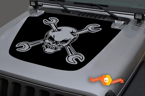 Skull and Crossbone Symbol Hood Vinyl Decal Sticker Graphic 2 for Jeep Gladiator Wrangler JL JLU JT