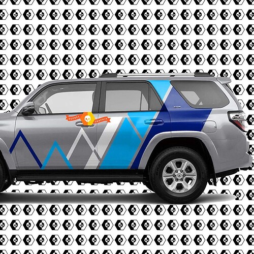 Toyota 4Runner Mountains Lines and Stripes Vintage Retro Decal Blue Colors Sticker Graphic Side Bed Bedside Body Kit For 4Runner 2013 - now