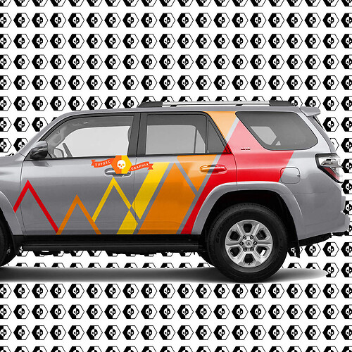 Toyota 4Runner Mountains Lines and Stripes Vintage Retro Color Decal Sticker Graphic Side Bed Bedside Body Kit For 4Runner 2013 - now