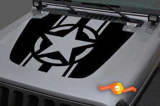 Jeep 2018-2021 Gladiator Wrangler JL JLU  JT Hood Army Navy Star US USA Flag Vinyl Decal Sticker Graphic
