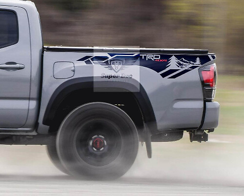 TRD 4x4 Mountains Bedside Vinyl Decal Sticker for Toyota Tacoma 2013-2020