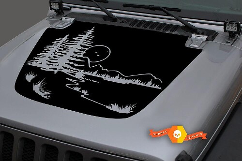 Forest Mountains Moon Hood Vinyl Decal for Jeep Wrangler and Gladiator