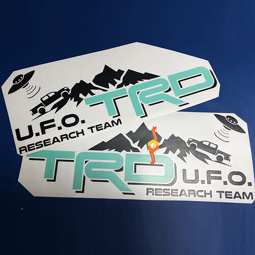 Pair of TRD UFO Research Team Side Vinyl Decals Stickers for Toyota Tacoma 2 colors