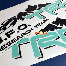 TRD-Style U.F.O. Research Team Side Vinyl Decal Pair for Toyota Tacoma_2