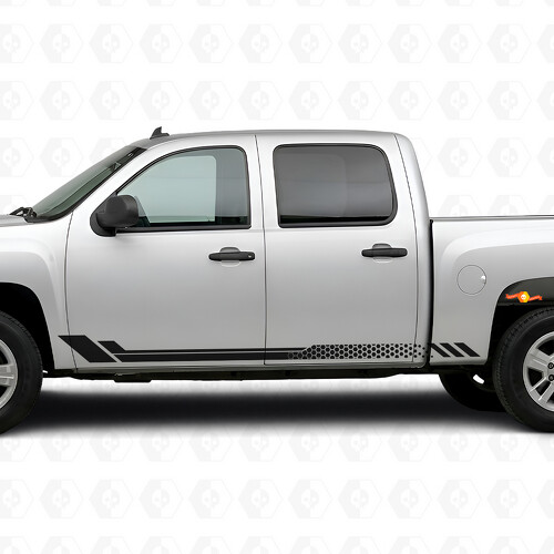 Honeycomb Door & Rocker Panel Vinyl Stripes for Chevrolet Silverado 1500 GMT900 2007-2013_1