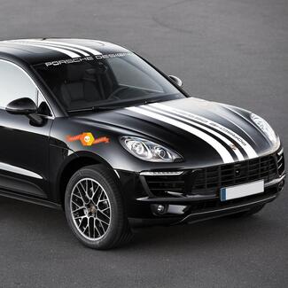 Porsche Design Macan Turbo Full Body Central Hood Roof Spoiler Rear Stripes Decal Sticker 2014–present