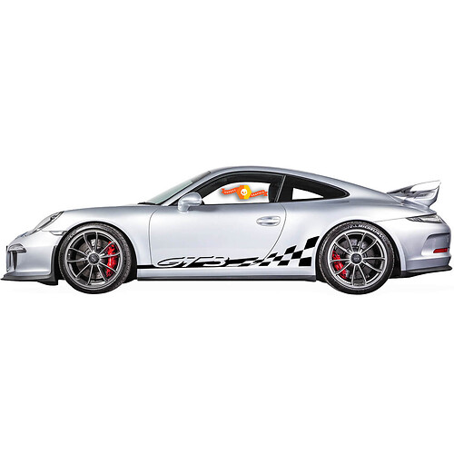 Porsche 911 GT3 Checkered Side Stripes Kit Decal Sticker 