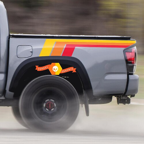 Vintage Style Rear Side Stripes Vinyl Decal Kit for Toyota Tacoma