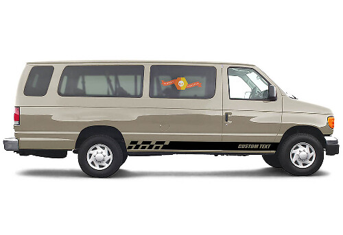 Side Vinyl Stripes Body Decal Graphics Custom Text Style 4 Set Of 2 for Ford E-Series