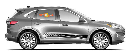 Side Vinyl Stripes Body Decal Graphics Custom Text Style 1 Set Of 2 for Ford Escape