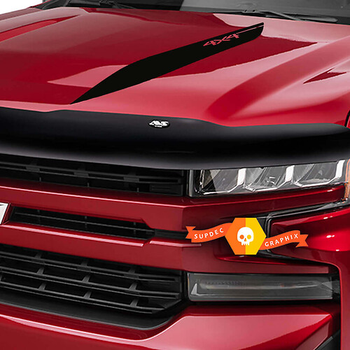 4x4 Style Stripes Hood Vinyl Decal Sticker for Chevrolet Silverado 2019-2020