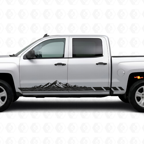 Mountain Topographic Door & Rocker Panel Vinyl Stripes for Chevrolet Silverado 1500 K2XX 2014-2019