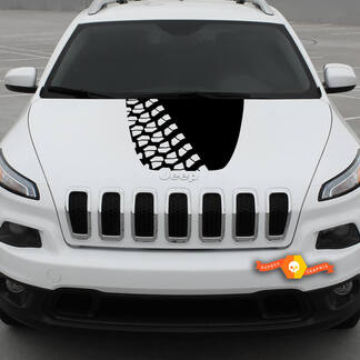 Tire Track Mud Off Road Vinyl Hood Decal Sticker Graphics for Jeep Compass Latitude models 2017 2018 2019 2020 