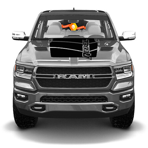 Rebel Lettering Hood Stripes Vinyl Decal for Dodge Ram Rebel