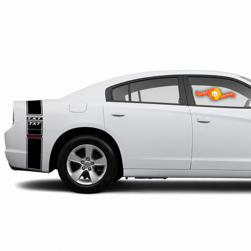 TXT Twin Line Rear Band Rear Fender Trunk Vinyl Decal Sticker for Dodge Charger 2011-2014