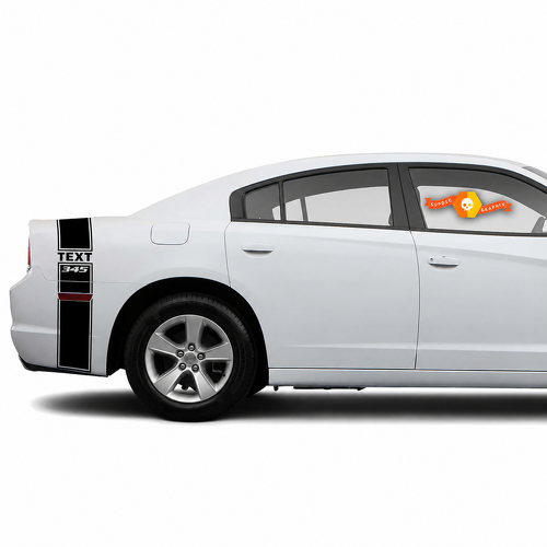 Hemi Style TEXT 345 Band Kit Rear Fender Trunk Rear Bumper Vinyl Decal Sticker for Dodge Charger 2011-2014