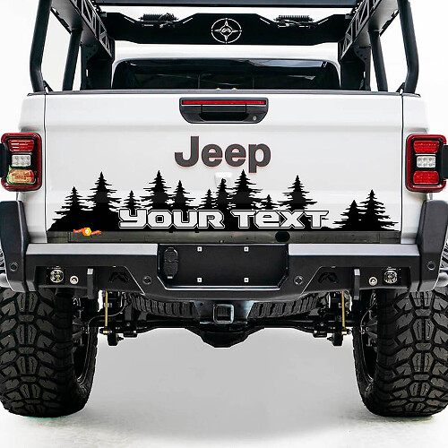 Custom Text Pine Trees Tailgate Vinyl Decal for Jeep Gladiator