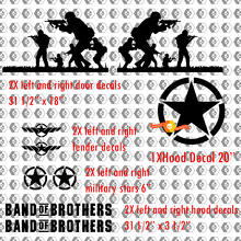 Band of Brothers Military Style Hood & Side Vinyl Decal Kit for Jeep Wrangler_2
