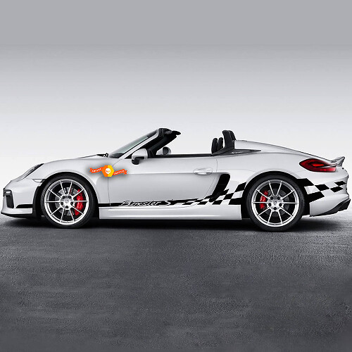 Checkered Flag Side Stripes Vinyl Decal Kit for Porsche Boxster S