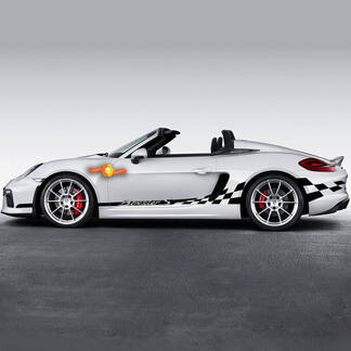 Porsche Side Сheckered Flag Side Stripes Graphics Decal For Boxster S Or Any Porsche 
