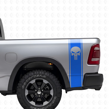 Punisher Skull Bed Side Stripes Vinyl Decal Kit for Dodge Ram_2