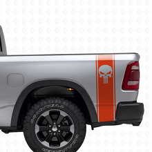 Punisher Skull Bed Side Stripes Vinyl Decal Kit for Dodge Ram_5