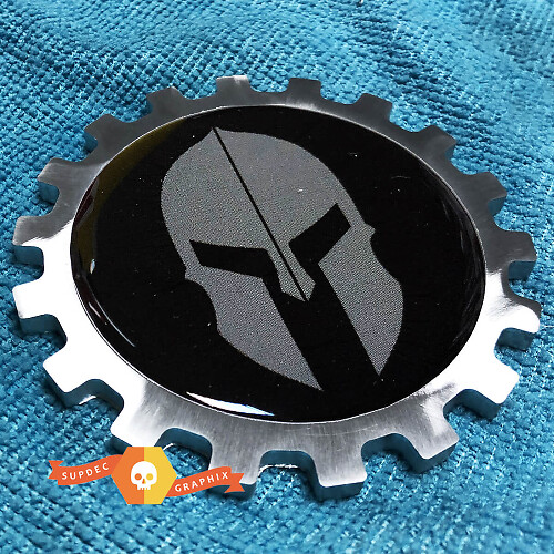 Spartan Helmet 3D Aluminum Bedside Emblem for Jeep Wrangler JL and Gladiator JT