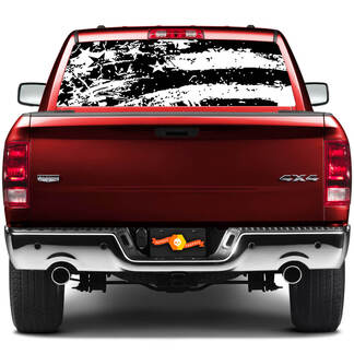 Bandiera americana Black Distressed Grunge dipinto Vintage posteriore finestra posteriore Decalcomania grafica camion perf in vinile perforato