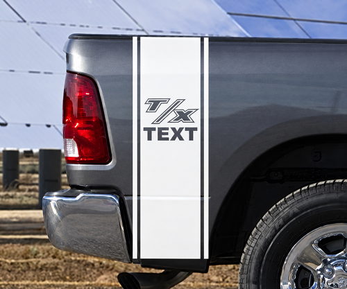 Custom Text T/X Vertical Stripe Kit Bedside Vinyl Decal Sticker for Dodge Ram 1500