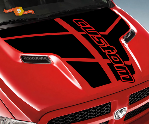 custom Tire Tracks Hood Vinyl Decal Sticker for Dodge Ram 1500