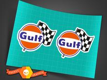 Pair Of Gulf Racing Stickers Decals With Flag 2