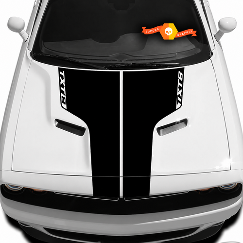 TXT8 Dual Hood Stripe Hood Vinyl Decal Sticker for Dodge Challenger 2009-2014
