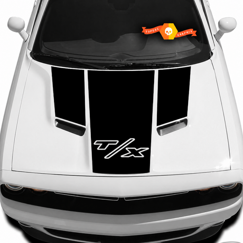 T/X Solid T Panel Stripe Hood Vinyl Decal Sticker for Dodge Challenger 2009-2014