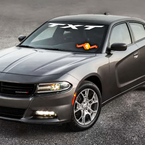 TXT Slanted Lettering Windshield Vinyl Decal Sticker for Dodge Charger 2011-2016