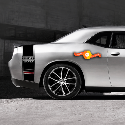 370 Hemi Style Custom TEXT Tail Band Kit Rear Fender Trunk Rear Bumper Vinyl Decal Sticker for Dodge Challenger