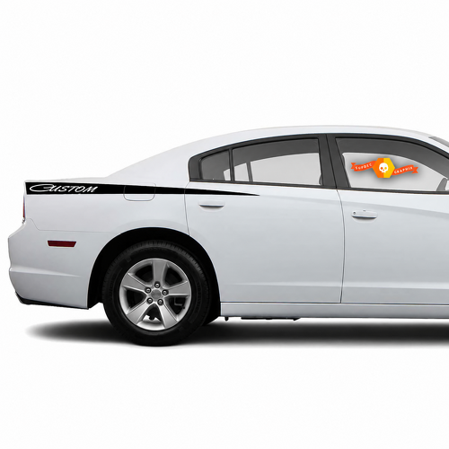 CUSTOM Retro Long Stripe Pair Side Vinyl Decal Sticker for Dodge Charger 2011-2014