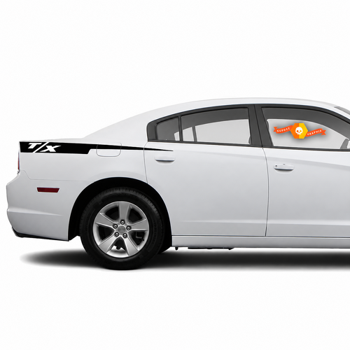 T/X Razor Stripe Pair Side Vinyl Decal Sticker for Dodge Charger 2011-2014