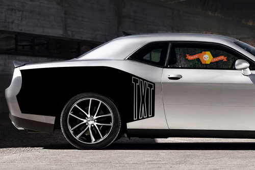 Hemi TXT Outline Billboard Graphics Side Vinyl Decal Sticker for Dodge Challenger 2009-2015