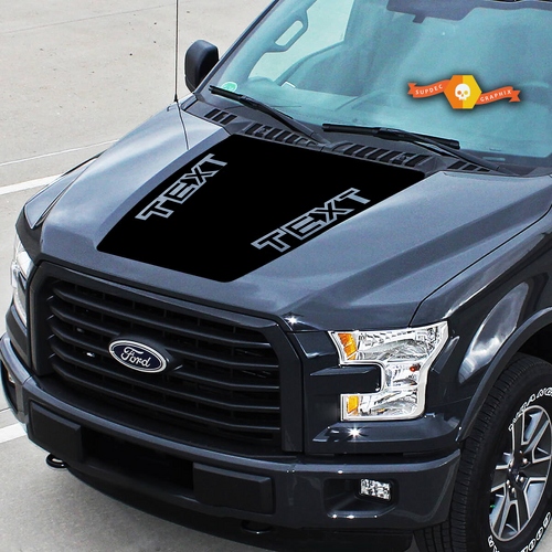 TEXT Twin Cutout Center Hood Panel Vinyl Decal for Musclecar F-150