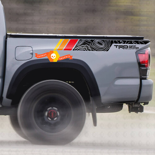 Topographic Map Vintage Style Rear Side Vinyl Stickers Decal For Toyota Tacoma 2005–2020