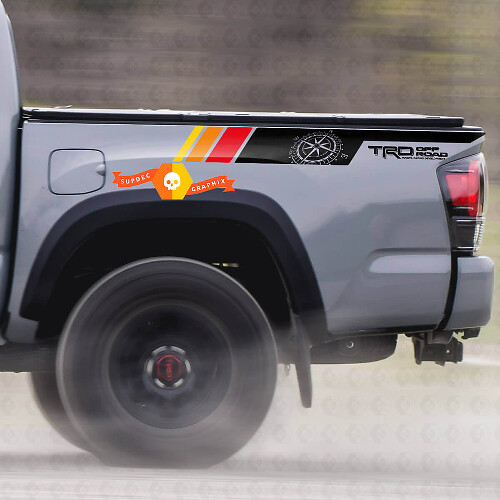 TRD Compass Vintage Style Bedside Vinyl Decal Sticker for Toyota Tacoma 2005-2020