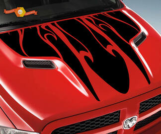 Dodge 2010 2018 fits Ram 1500 2500 Flames Rebel Hood Logo Truck Vinyl Decal Graphic Pick Up Pickup #2