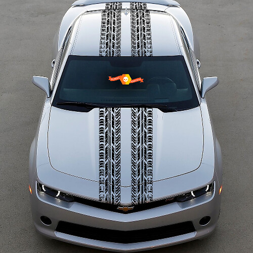 Dual Tire Tracks Stripes Hood Roof Trunk Vinyl Decal Sticker for Chevy Dodge Mustang 