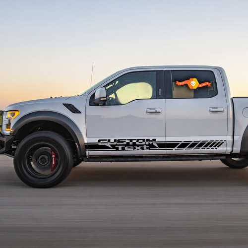 CUSTOM Text Strobe Side Stripe Pair Side Vinyl Decal Sticker for Ford F-150 Raptor