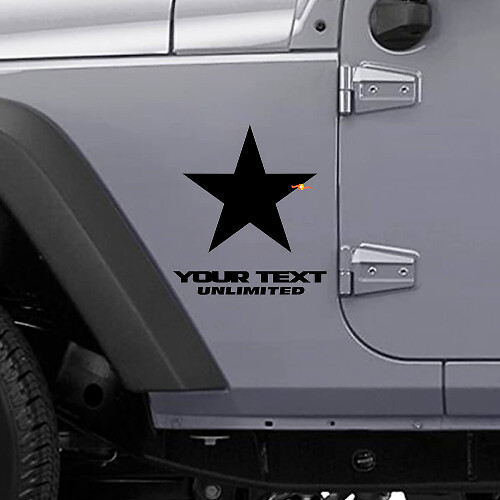 Custom Lettering Star Side Vinyl Decal Set for Jeep Wrangler