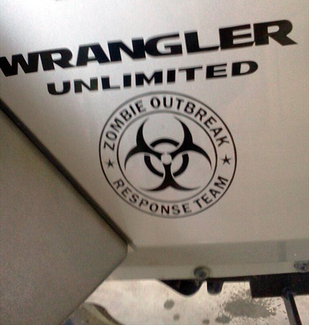 2 Wrangler Unlimited ZOMBIE OUTBREAK Response Team Vinyl Sticker