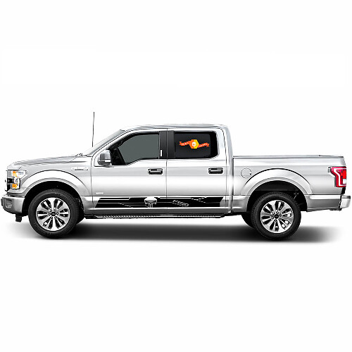 Rocker Panel Punisher Side Stripes Vinyl Decal Stickers Pair for Ford F-150
