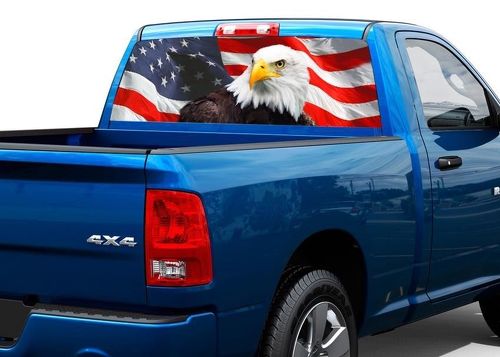 American Eagle Flag United States Rear Window Graphic Decal Sticker Truck SUV
