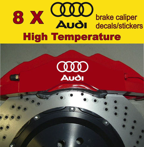 8 x Audi Brake Caliper Decalcomanie adesivi in ​​vinile